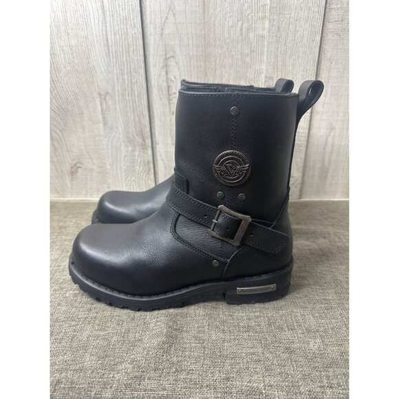 Milwaukee Leather Mens Black Biker Boots 8.5 EEEE Wide Genuine Leather - Picture 4 of 10